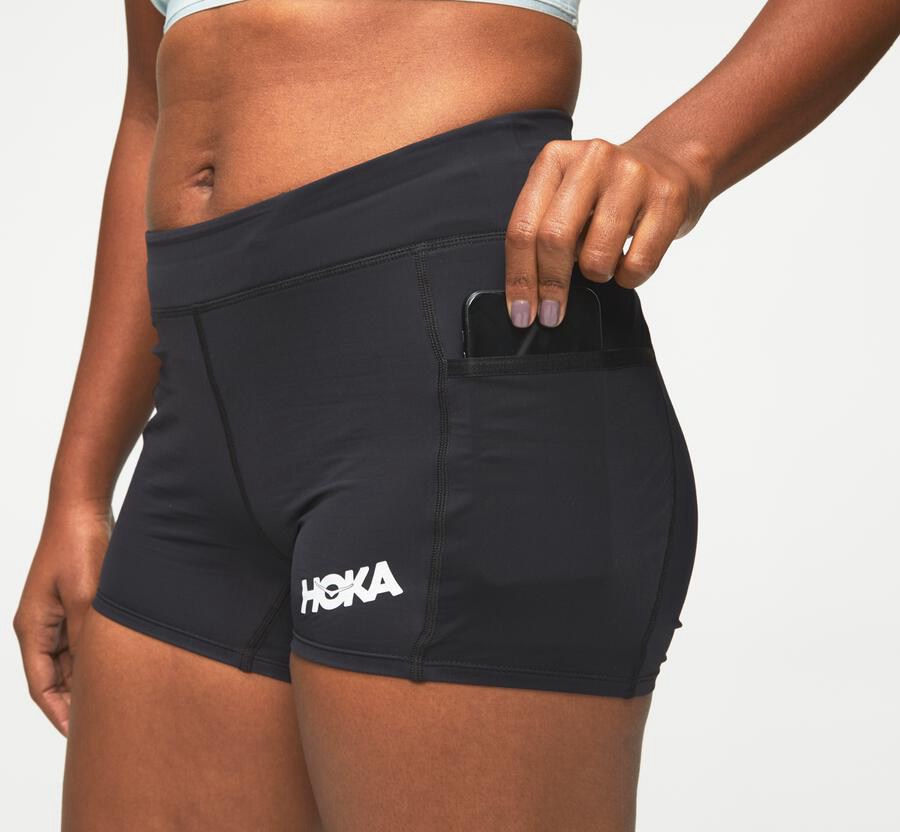 Hoka One One Womens Shorts - Performance Knit - Black - TDBF70325